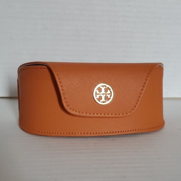 Tory Burch DESIGNER LOGO Orange Sunglasses Glasses Case VEGAN Leather - Picture 11 of 11